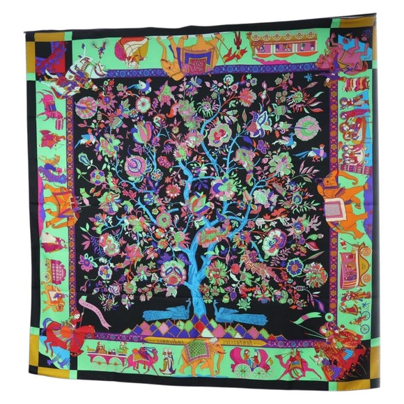 HERMES Scarf ""fantaisies indiennes"" Silk Multicolor Auth 195787M