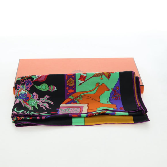 HERMES Scarf ""fantaisies indiennes"" Silk Multicolor Auth 195787M