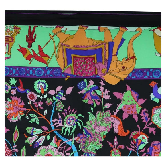 HERMES Scarf ""fantaisies indiennes"" Silk Multicolor Auth 195787M