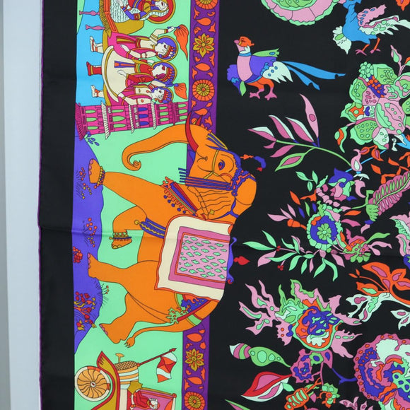 HERMES Scarf ""fantaisies indiennes"" Silk Multicolor Auth 195787M