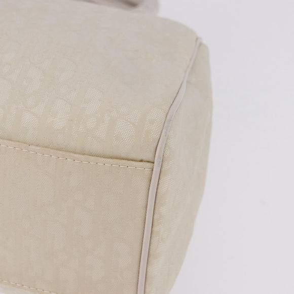 Christian Dior Trotter Canvas Hand Bag Ivory Silver Auth 195788V