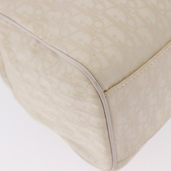 Christian Dior Trotter Canvas Hand Bag Ivory Silver Auth 195788V