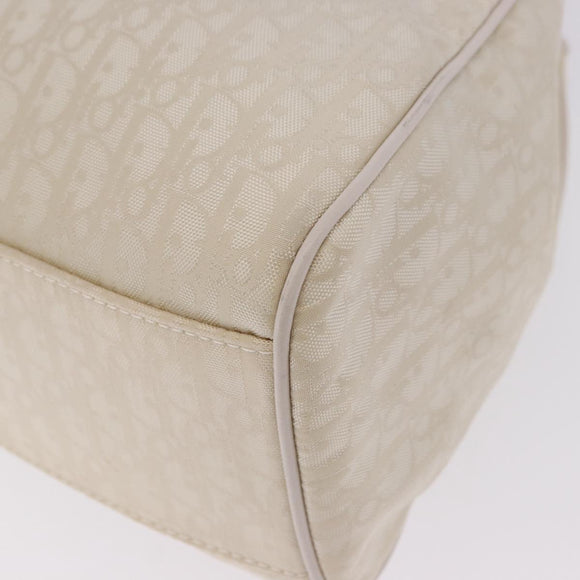 Christian Dior Trotter Canvas Hand Bag Ivory Silver Auth 195788V