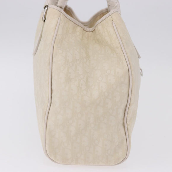 Christian Dior Trotter Canvas Hand Bag Ivory Silver Auth 195788V