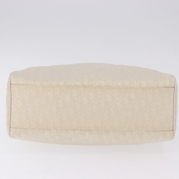 Christian Dior Trotter Canvas Hand Bag Ivory Silver Auth 195788V