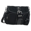 PRADA Nylon Shoulder Bag Black Silver Auth 195790V-1