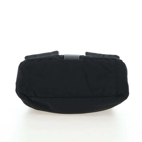 PRADA Nylon Shoulder Bag Black Silver Auth 195790V