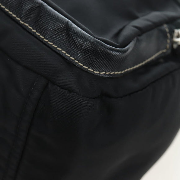 PRADA Nylon Shoulder Bag Black Silver Auth 195790V