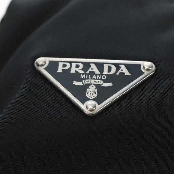 PRADA Nylon Shoulder Bag Black Silver Auth 195790V