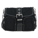 PRADA Nylon Shoulder Bag Black Silver Auth 195790V-2