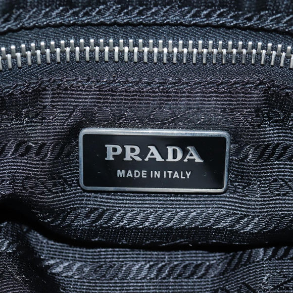 PRADA Nylon Shoulder Bag Black Silver Auth 195790V