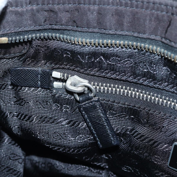 PRADA Nylon Shoulder Bag Black Silver Auth 195790V