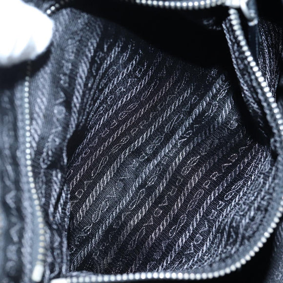 PRADA Nylon Shoulder Bag Black Silver Auth 195790V