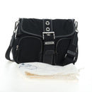 PRADA Nylon Shoulder Bag Black Silver Auth 195790V-28