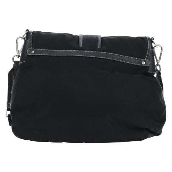 PRADA Nylon Shoulder Bag Black Silver Auth 195790V