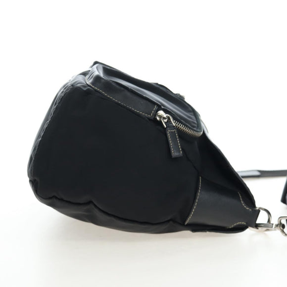 PRADA Nylon Shoulder Bag Black Silver Auth 195790V