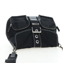 PRADA Nylon Shoulder Bag Black Silver Auth 195790V-6