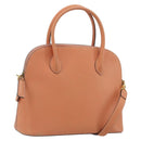 CELINE Hand Bag Leather 2way Orange Gold Tone Auth 195791A-1