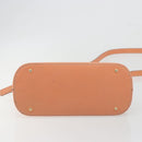 CELINE Hand Bag Leather 2way Orange Gold Tone Auth 195791A-11