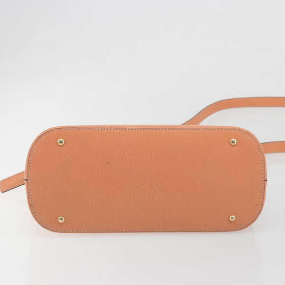 CELINE Hand Bag Leather 2way Orange Gold Tone Auth 195791A