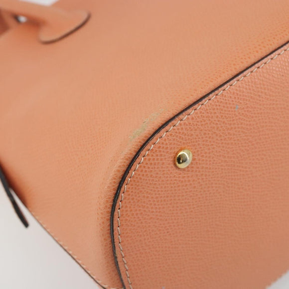 CELINE Hand Bag Leather 2way Orange Gold Tone Auth 195791A