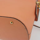 CELINE Hand Bag Leather 2way Orange Gold Tone Auth 195791A-14