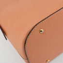 CELINE Hand Bag Leather 2way Orange Gold Tone Auth 195791A-15