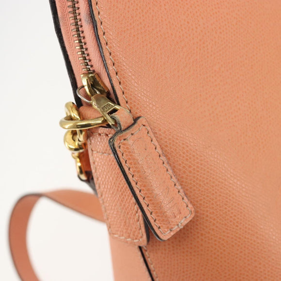 CELINE Hand Bag Leather 2way Orange Gold Tone Auth 195791A