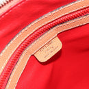 CELINE Hand Bag Leather 2way Orange Gold Tone Auth 195791A-18