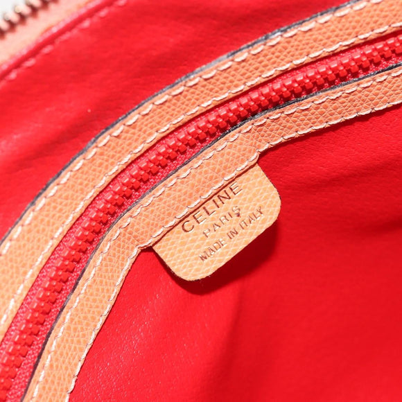 CELINE Hand Bag Leather 2way Orange Gold Tone Auth 195791A