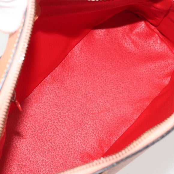 CELINE Hand Bag Leather 2way Orange Gold Tone Auth 195791A