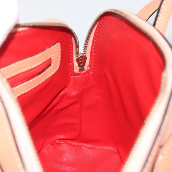 CELINE Hand Bag Leather 2way Orange Gold Tone Auth 195791A
