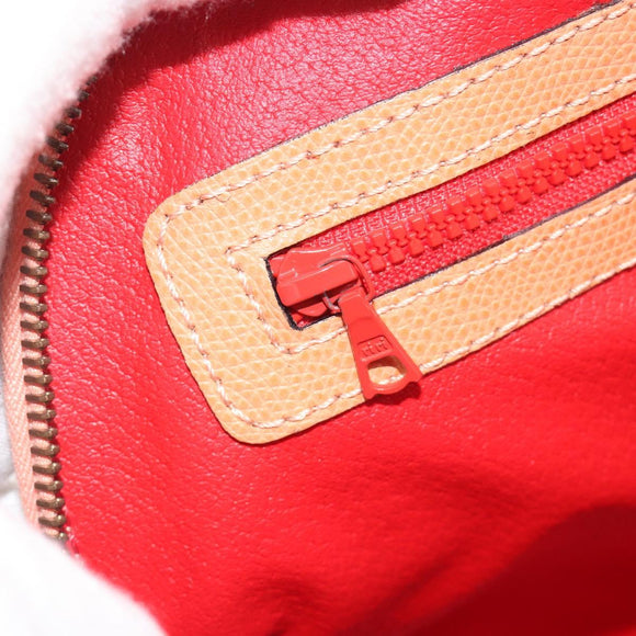 CELINE Hand Bag Leather 2way Orange Gold Tone Auth 195791A