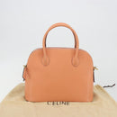 CELINE Hand Bag Leather 2way Orange Gold Tone Auth 195791A-26