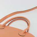 CELINE Hand Bag Leather 2way Orange Gold Tone Auth 195791A-8