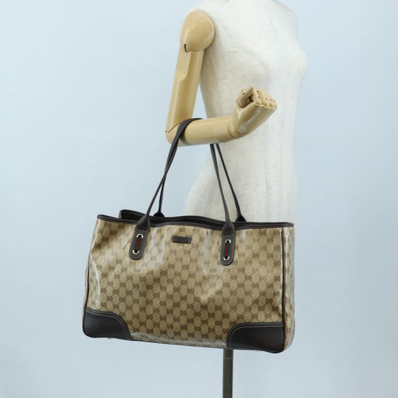 GUCCI GG Crystal Tote Bag Coated Canvas Outlet Beige Gold 293589 Auth 195792V
