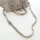 PRADA Gathered Hand Bag Leather 2way Gray Silver Auth 195793V-8