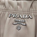 PRADA Gathered Hand Bag Leather 2way Gray Silver Auth 195793V-22