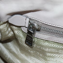PRADA Gathered Hand Bag Leather 2way Gray Silver Auth 195793V-28