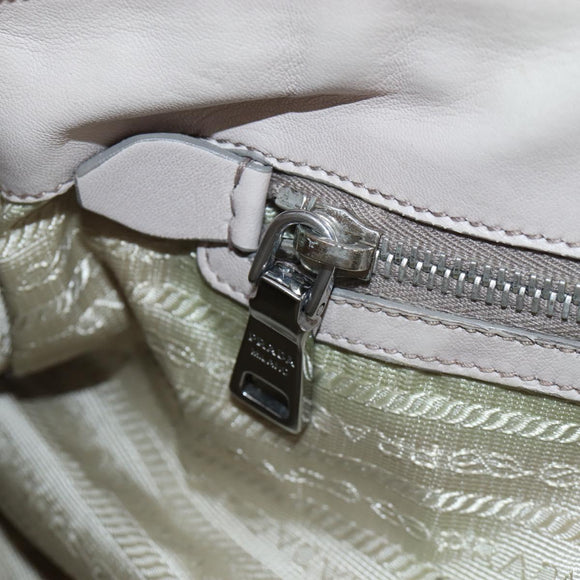 PRADA Gathered Hand Bag Leather 2way Gray Silver Auth 195793V