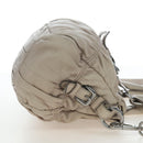 PRADA Gathered Hand Bag Leather 2way Gray Silver Auth 195793V-5