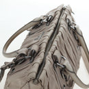 PRADA Gathered Hand Bag Leather 2way Gray Silver Auth 195793V-14