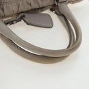 PRADA Gathered Hand Bag Leather 2way Gray Silver Auth 195793V-7