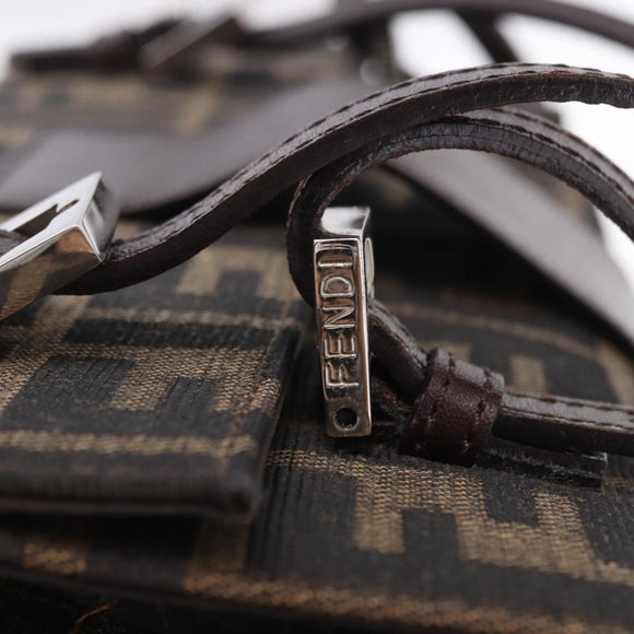 FENDI Zucca Canvas Mamma Baguette Hand Bag Brown Silver Auth 195795V
