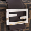 FENDI Zucca Canvas Mamma Baguette Hand Bag Brown Silver Auth 195795V-18