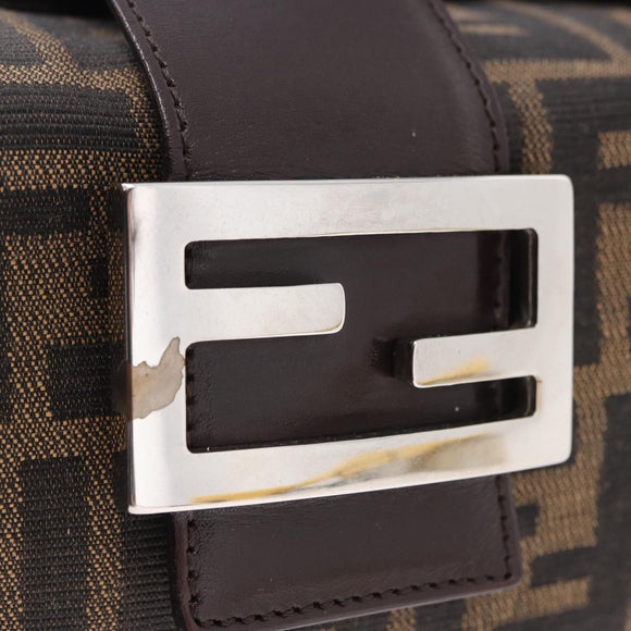 FENDI Zucca Canvas Mamma Baguette Hand Bag Brown Silver Auth 195795V