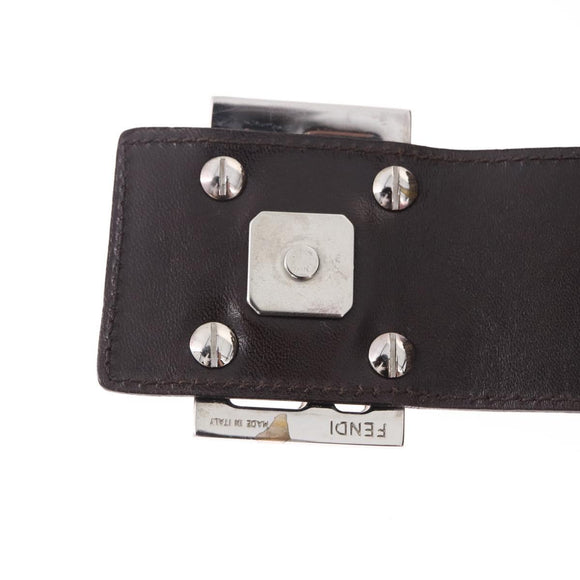 FENDI Zucca Canvas Mamma Baguette Hand Bag Brown Silver Auth 195795V