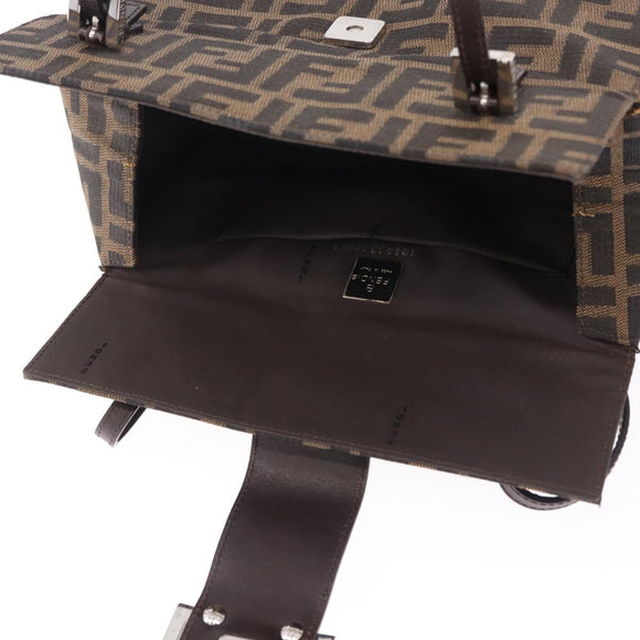 FENDI Zucca Canvas Mamma Baguette Hand Bag Brown Silver Auth 195795V