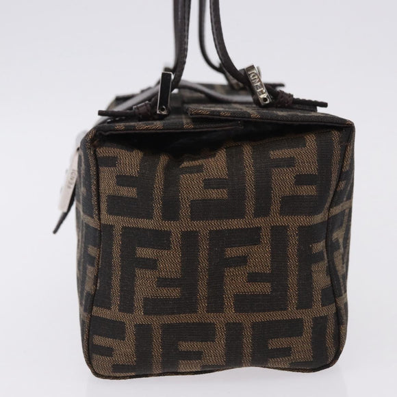 FENDI Zucca Canvas Mamma Baguette Hand Bag Brown Silver Auth 195795V