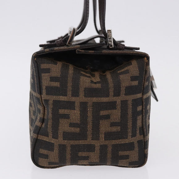 FENDI Zucca Canvas Mamma Baguette Hand Bag Brown Silver Auth 195795V